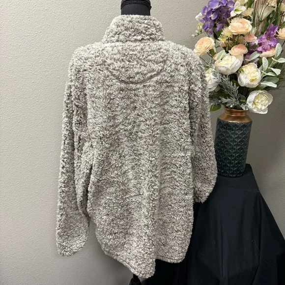 Southern Shirt Co XXL Sherpa Quarter Zip Pullover Fleece Taupe Gray Cozy Winter - Picture 5 of 11